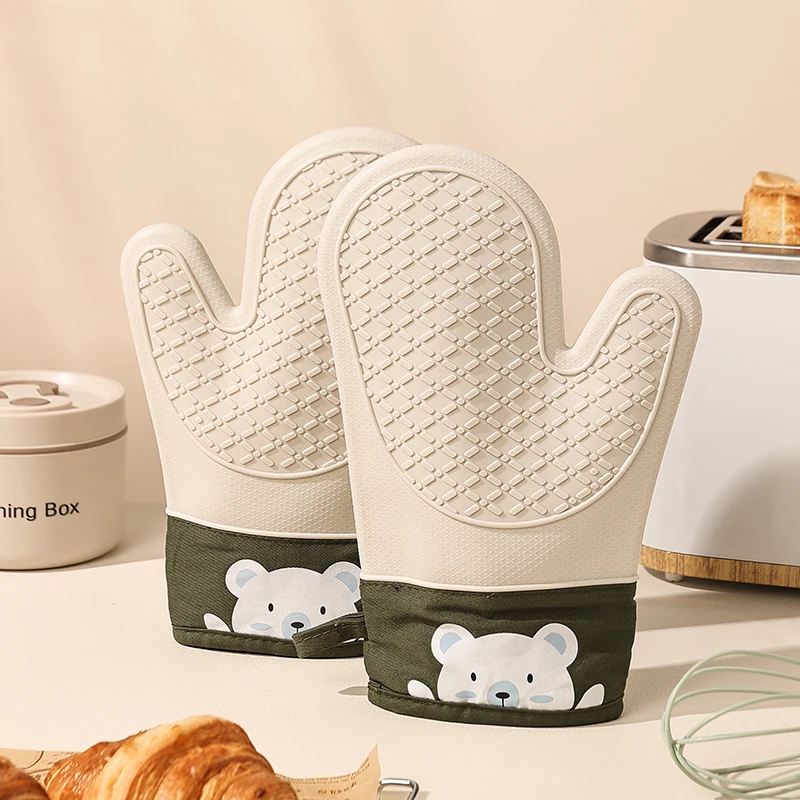 Oven Mitt Silicone - Силиконовые термоизоляционные перчатки: утолщенные, нескользящие, для