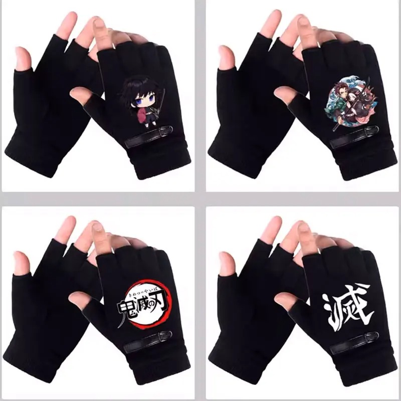 Fingerless Glove Knit - Аниме Demon Slayer студенческие перчатки с