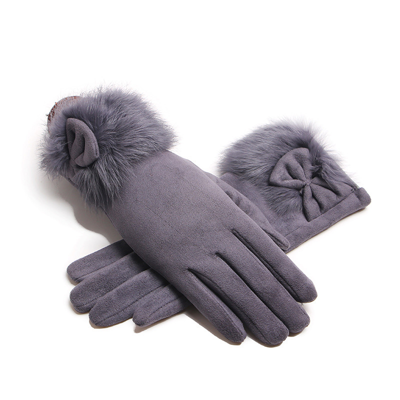 Leather Driving Glove - Перчатки женские замшевые, кожаные, с бантом,